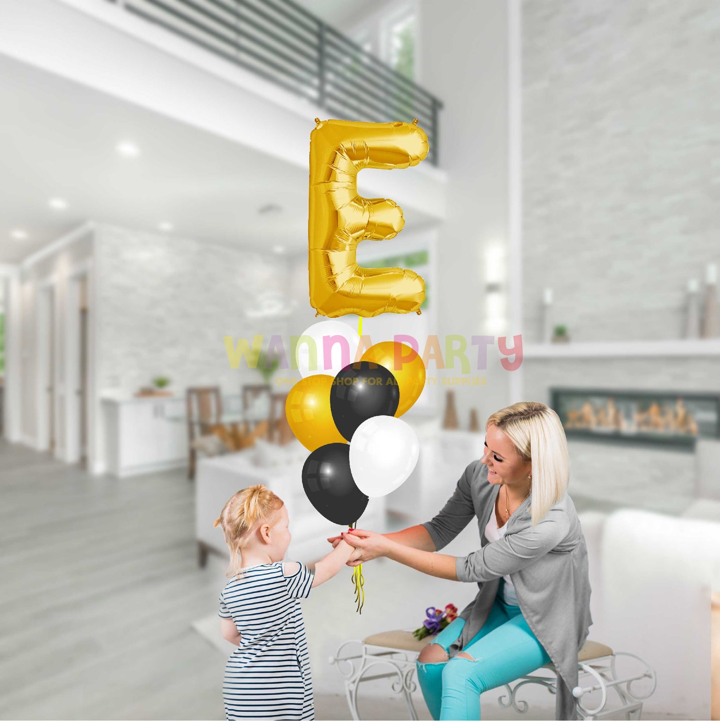 16" Letter E Golden Balloon