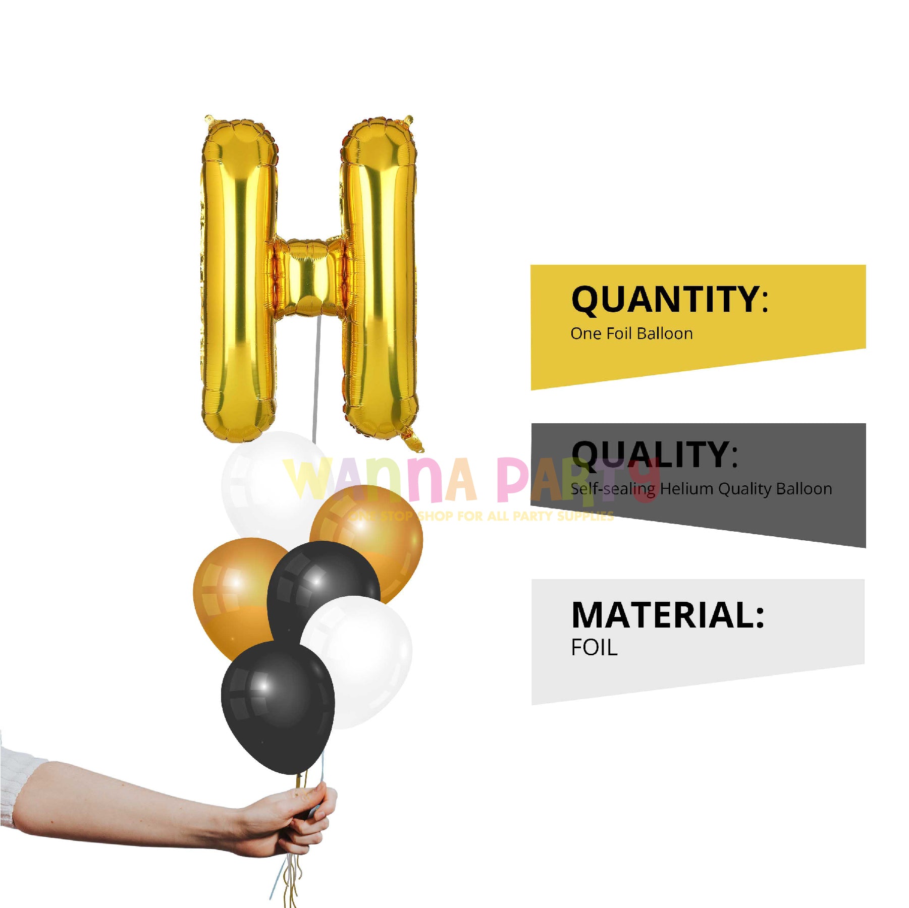 16" Letter H Golden Balloon