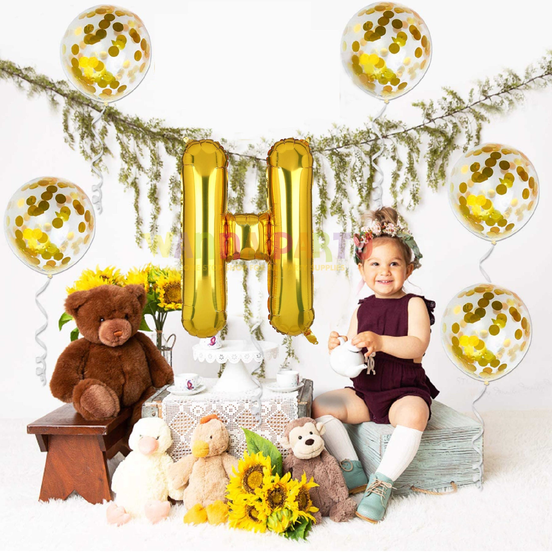 16" Letter H Golden Balloon