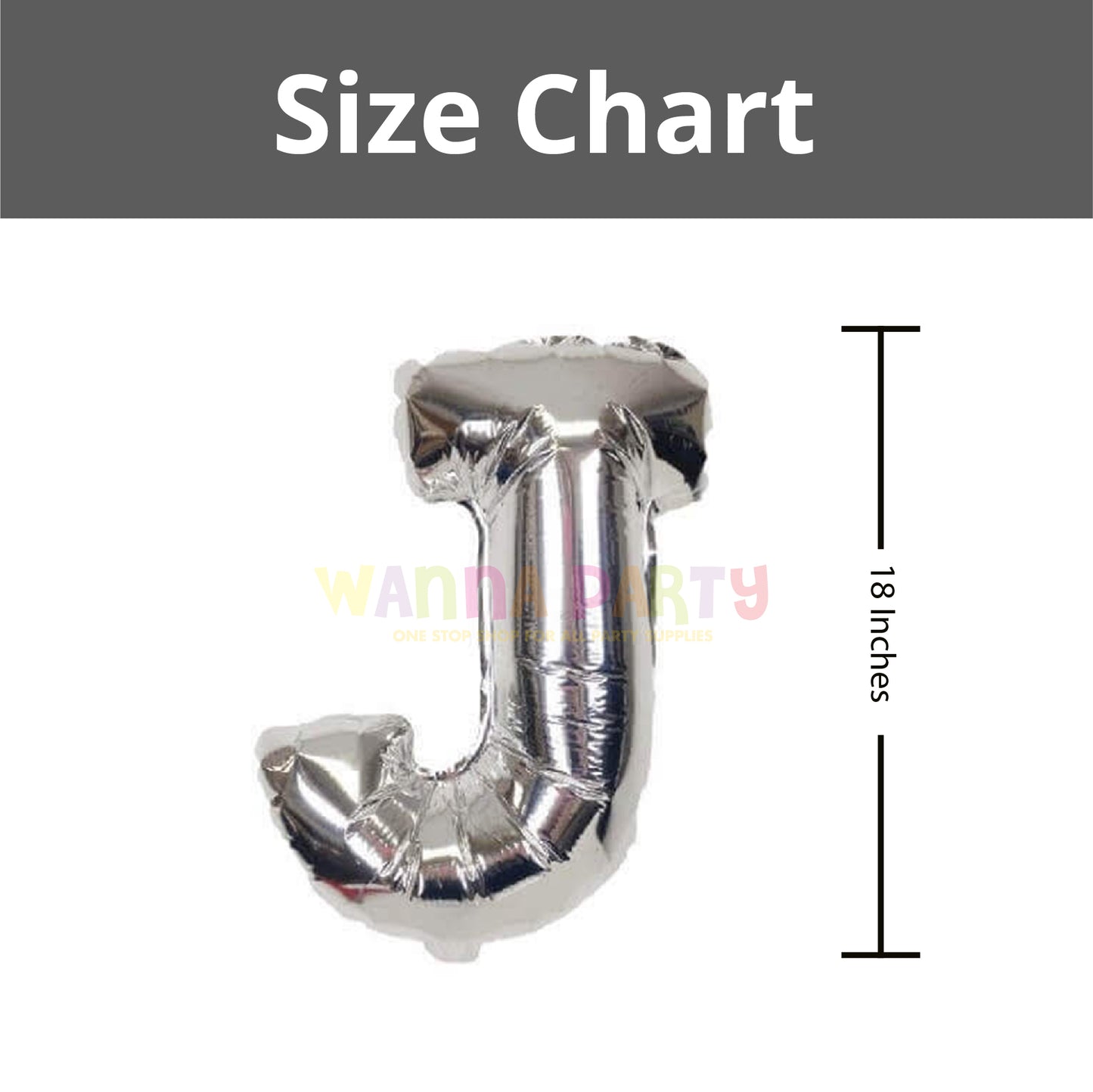 16 Letter J Silver Balloon