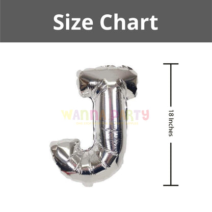 16 Letter J Silver Balloon