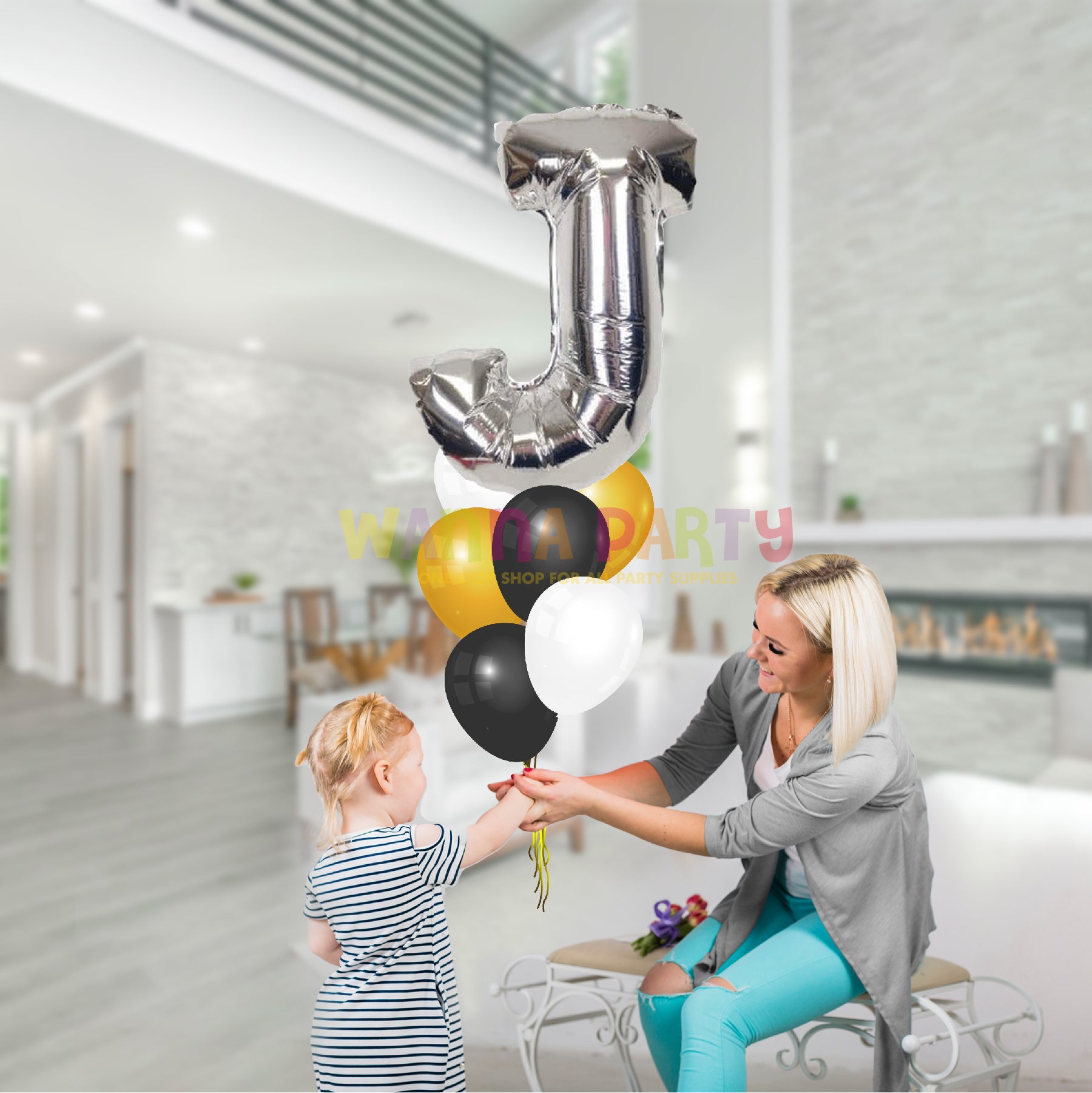 16 Letter J Silver Balloon