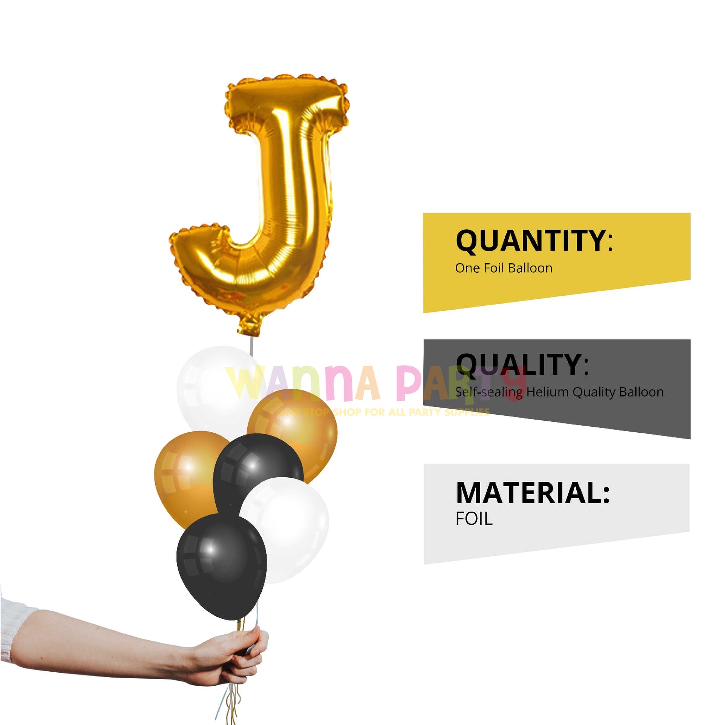 16" Letter J Golden Balloon