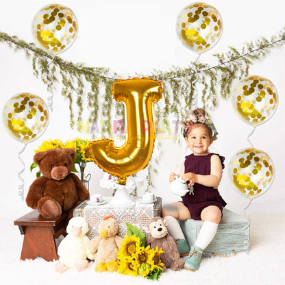 16" Letter J Golden Balloon