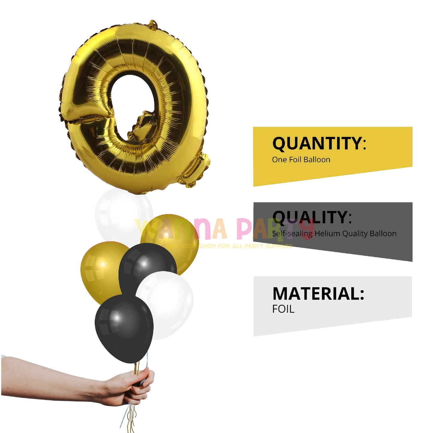 16" Letter Q Golden Balloon