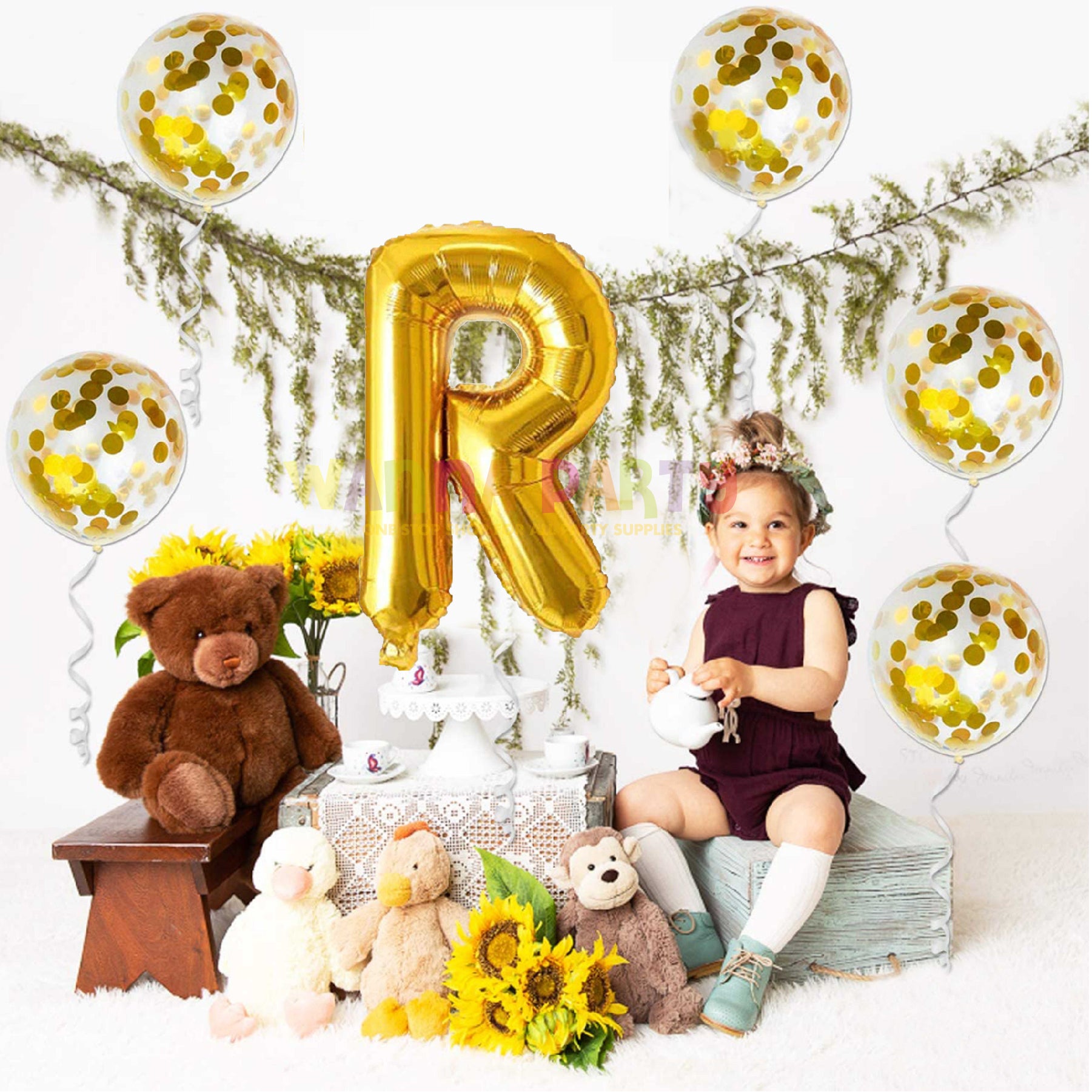 16" Letter R Golden Balloon