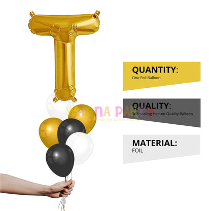 16" Letter T Golden Balloon