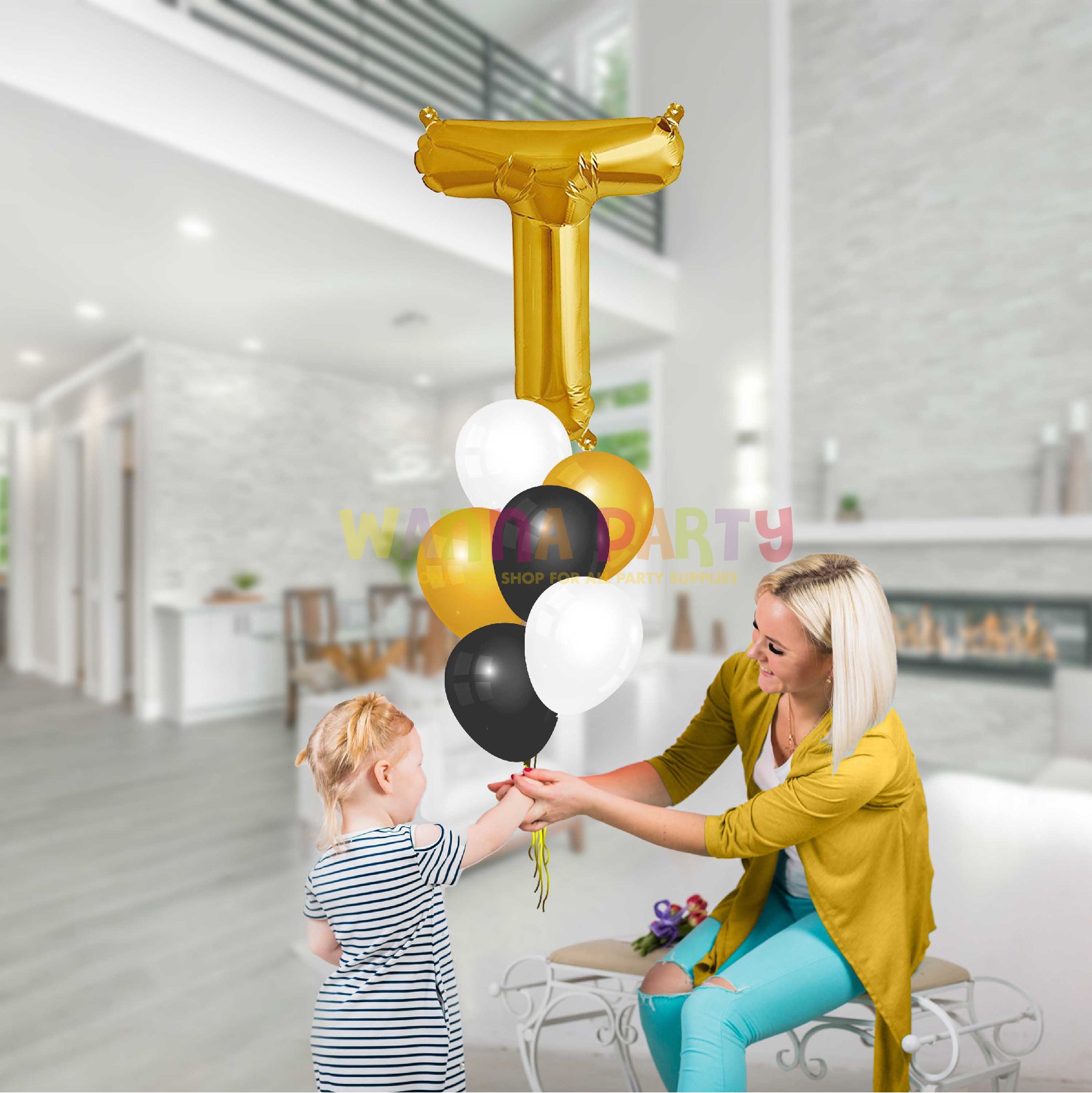 16" Letter T Golden Balloon