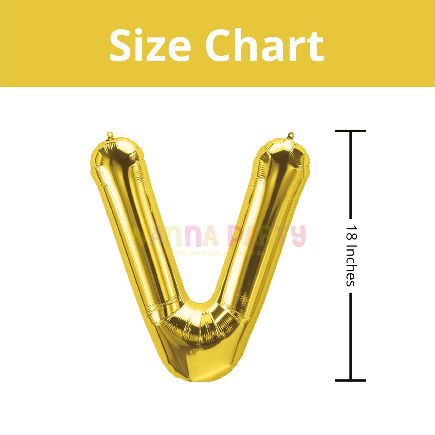 16" Letter V Golden Balloon