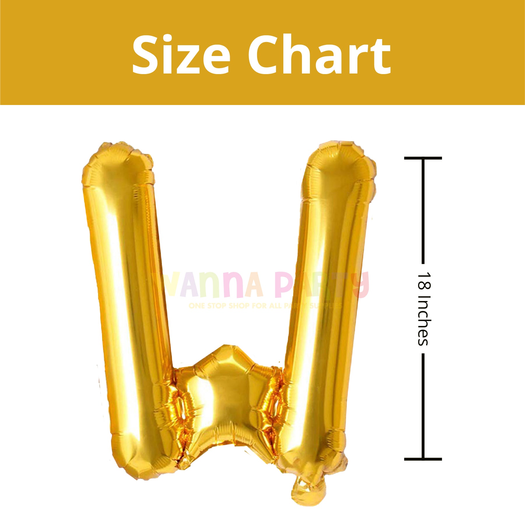 16" Letter W Golden Balloon