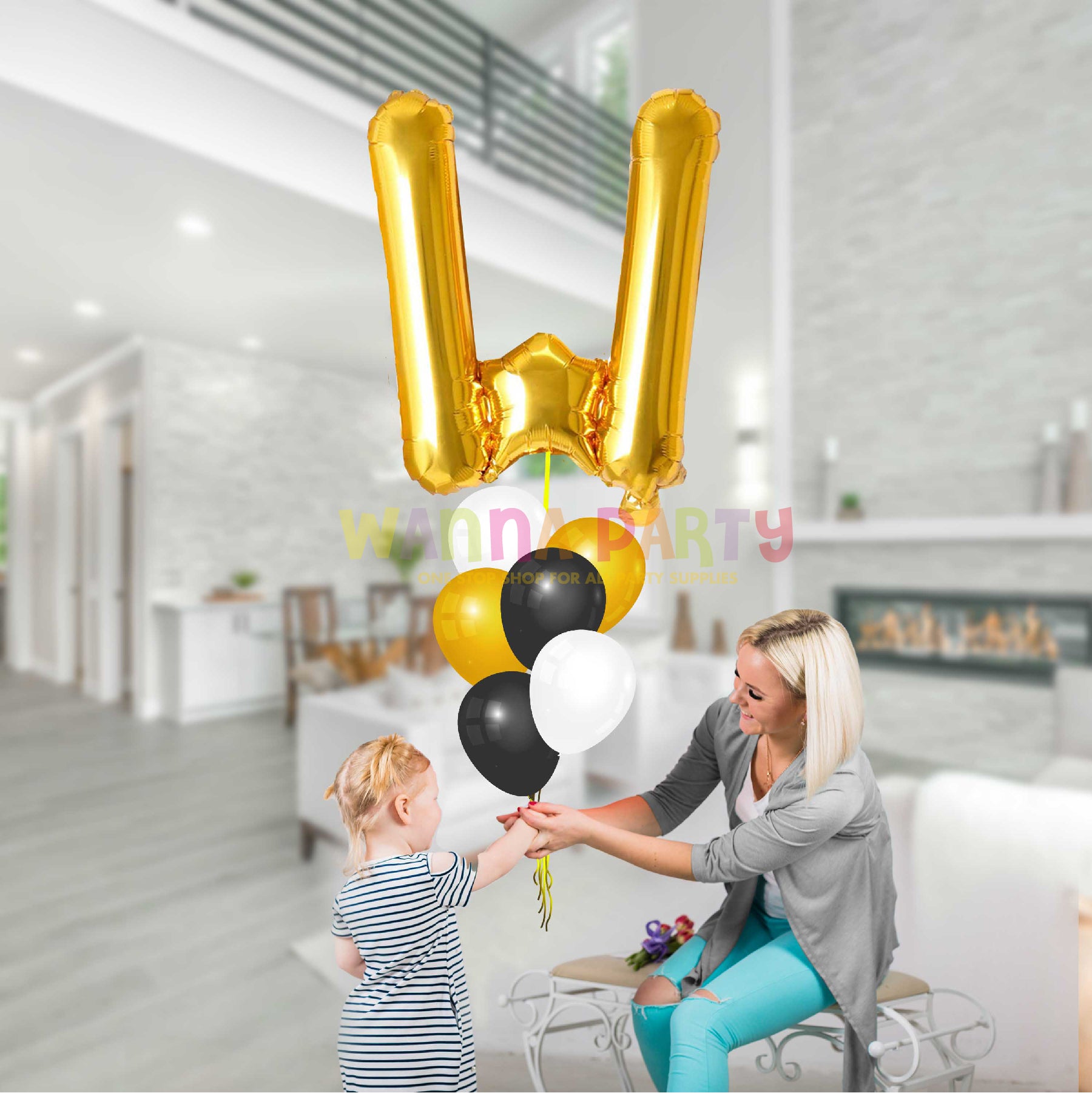 16" Letter W Golden Balloon