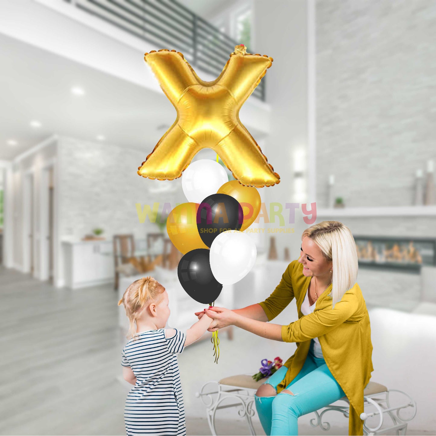 16" Letter X Golden Balloon