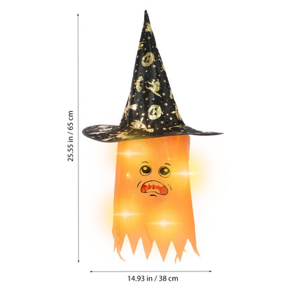 Light Up Orange Hanging Witch Hat for Halloween Decor - 1PC