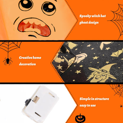 Light Up Orange Hanging Witch Hat for Halloween Decor - 1PC