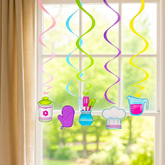 Little Chef Theme Swirl Danglers Hanging Decoration - 5PC