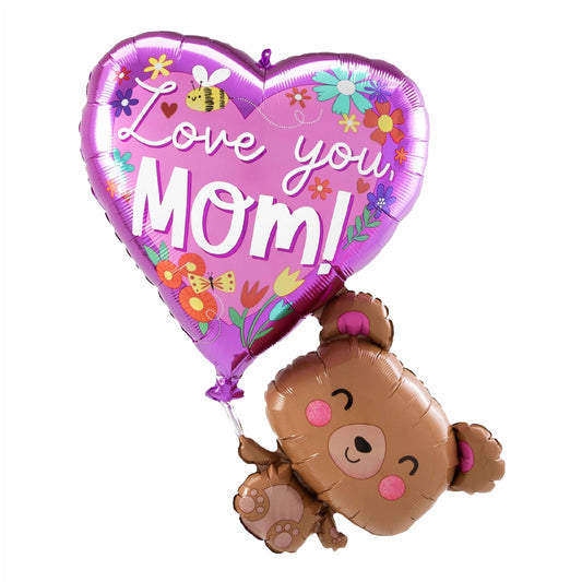 Love You Mom and Bear Balloon 31 Inch