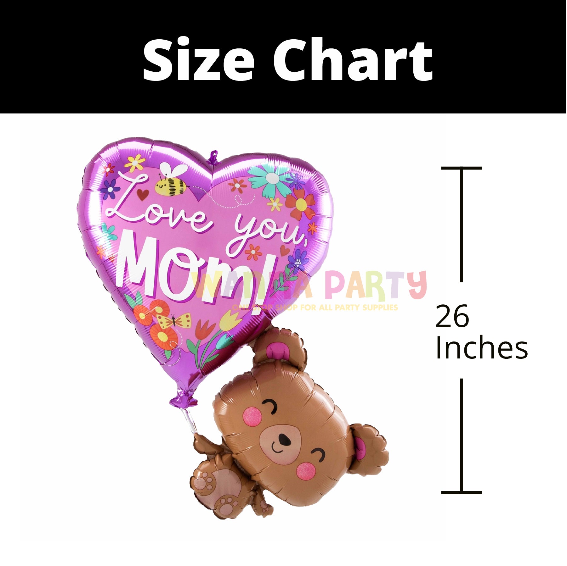 Love You Mom and Bear Balloon 31 Inch