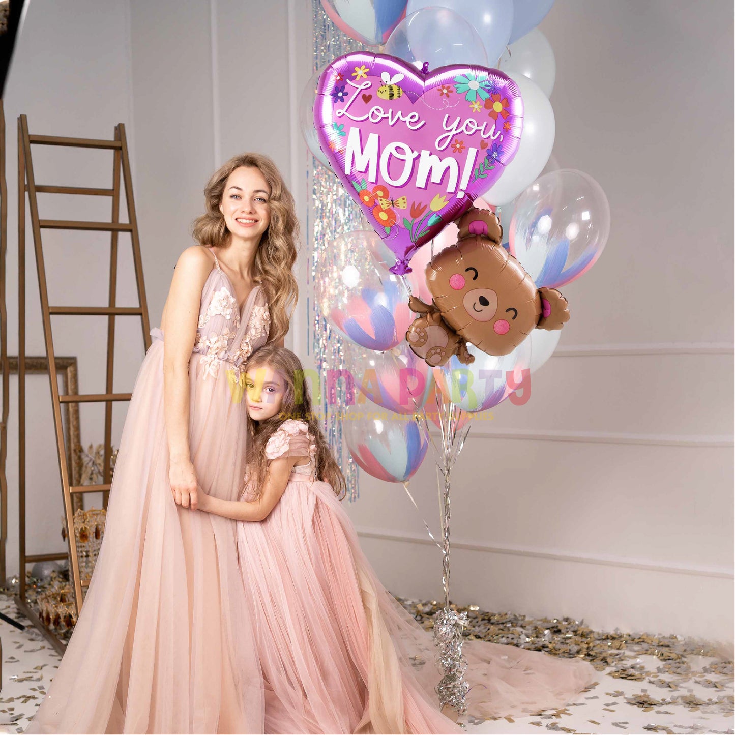 Love You Mom and Bear Balloon 31 Inch