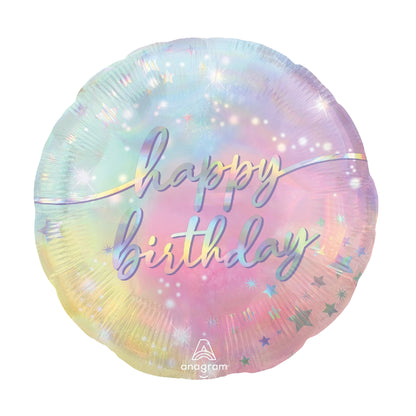 Happy Birthday Luminous Pastel Foil Balloon, 18 Inch – 1 Pc