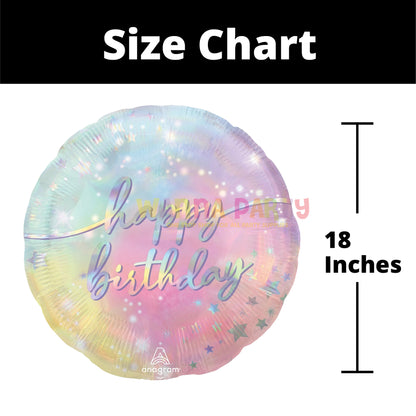 Happy Birthday Luminous Pastel Foil Balloon, 18 Inch – 1 Pc