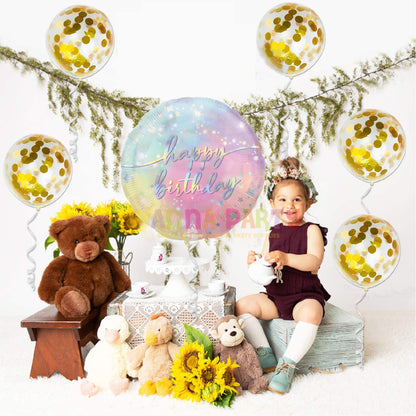 Happy Birthday Luminous Pastel Foil Balloon, 18 Inch – 1 Pc