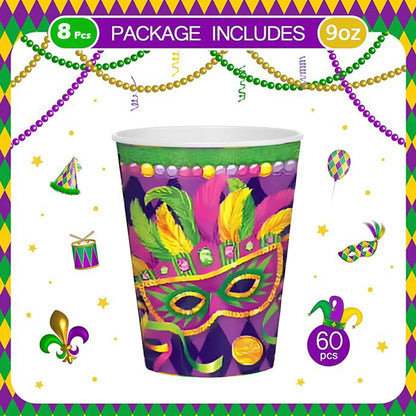 Masquerade Theme Party Paper Cups - 250ML - 8PC