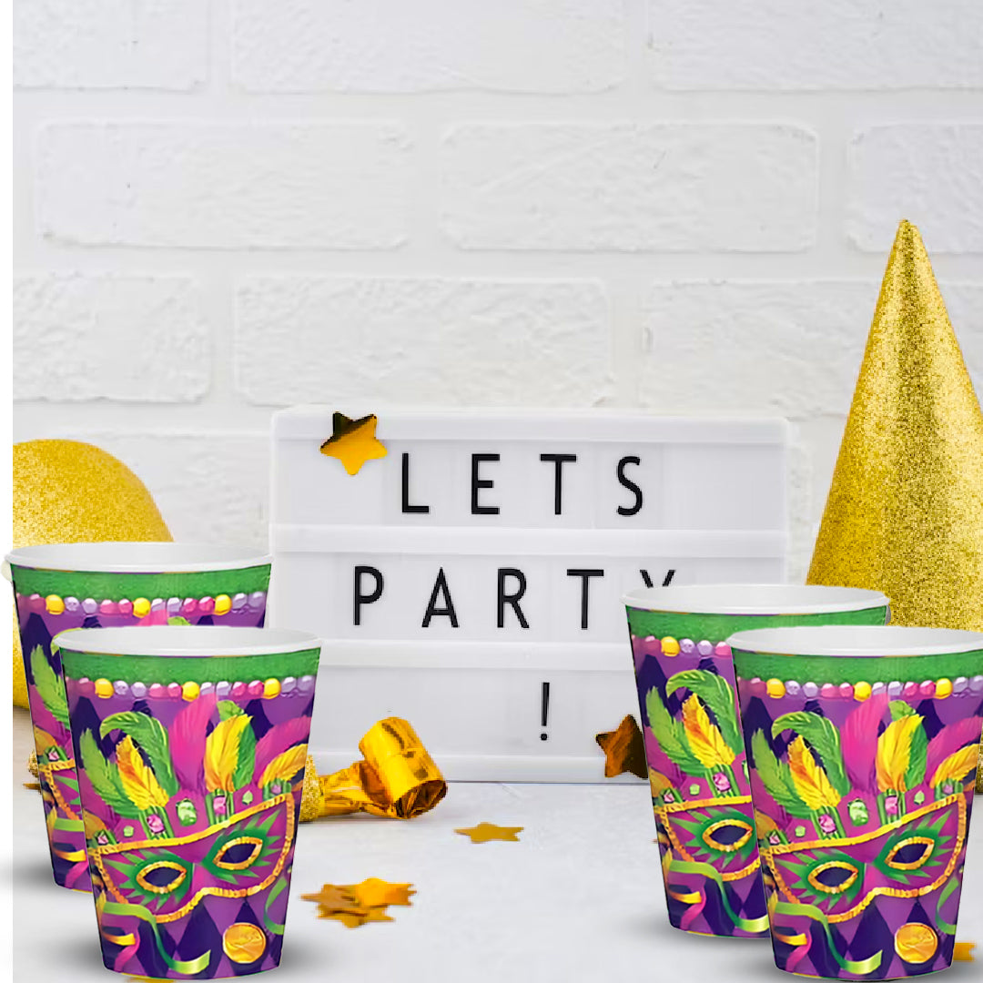 Masquerade Theme Party Paper Cups - 250ML - 8PC