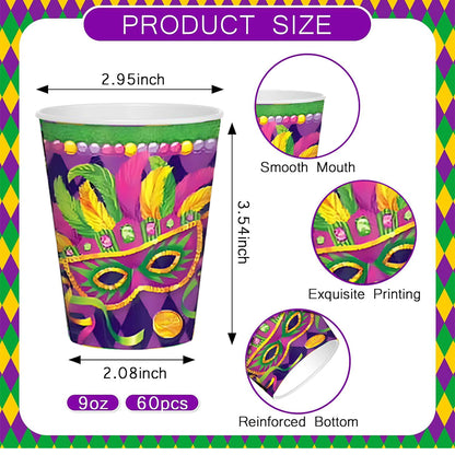Masquerade Theme Party Paper Cups - 250ML - 8PC