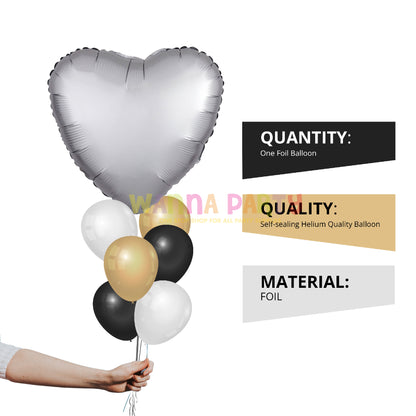 18" Matte Silver Heart Balloon S15