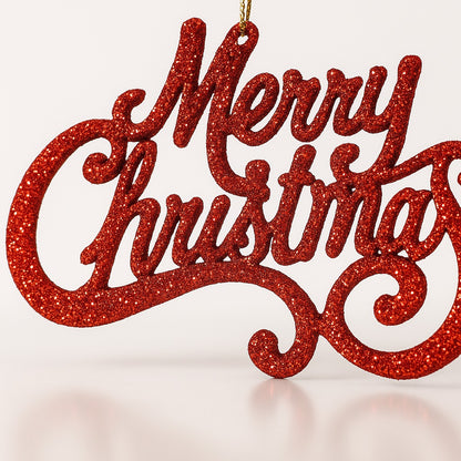 Merry Christmas Hanging Red & Gold - Set of 2