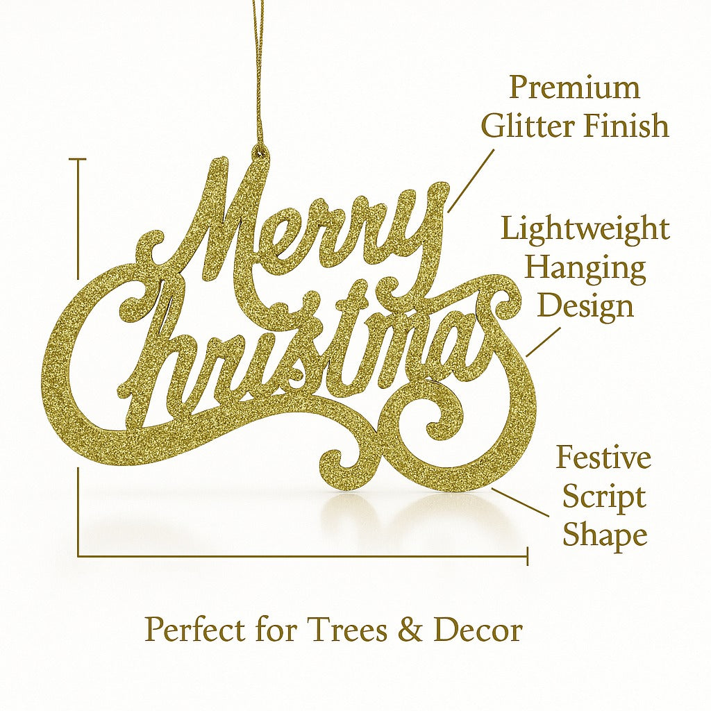 Merry Christmas Hanging Red & Gold - Set of 2