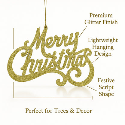 Merry Christmas Hanging Red & Gold - Set of 2