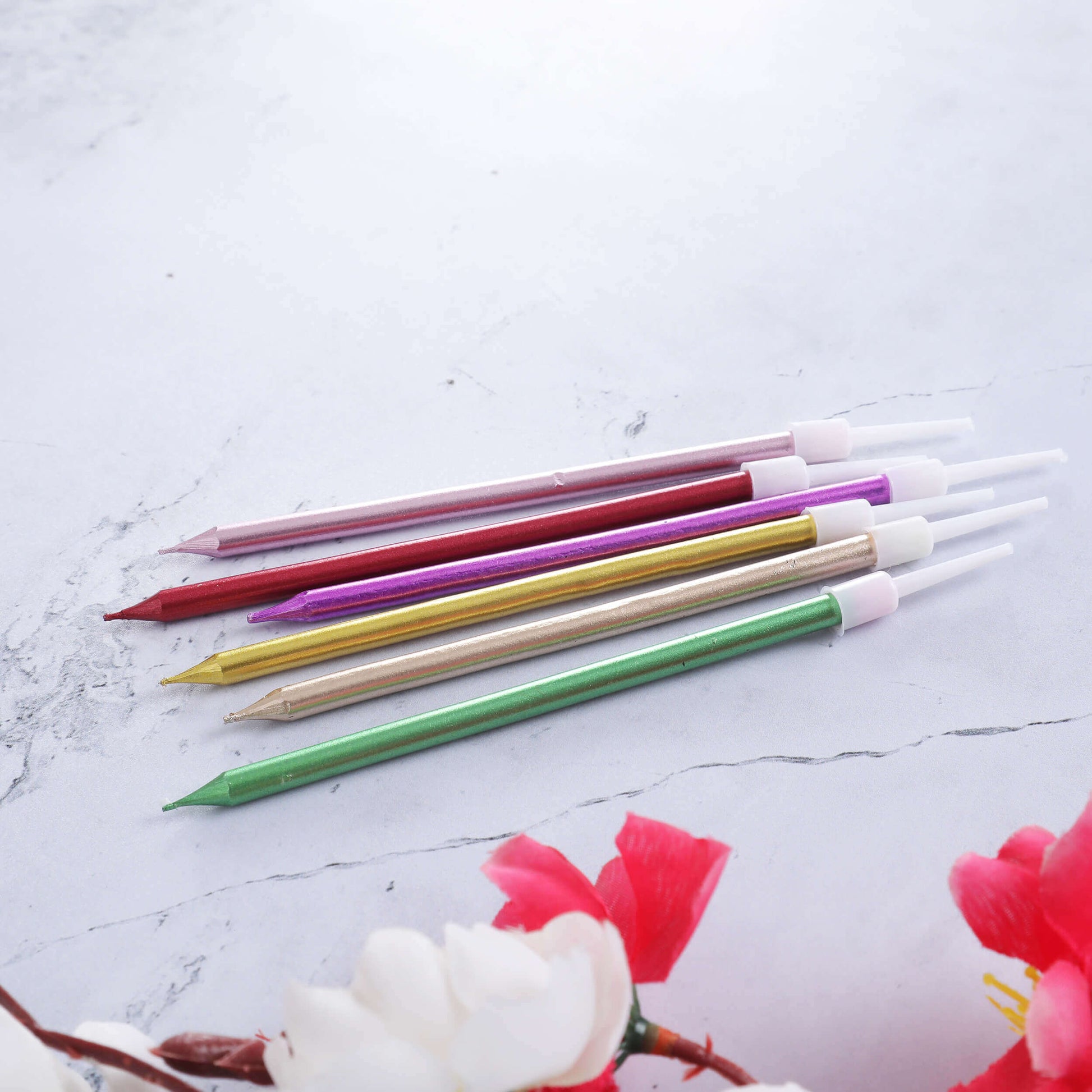 Multicolour Metalic Pencil Candle-6PC