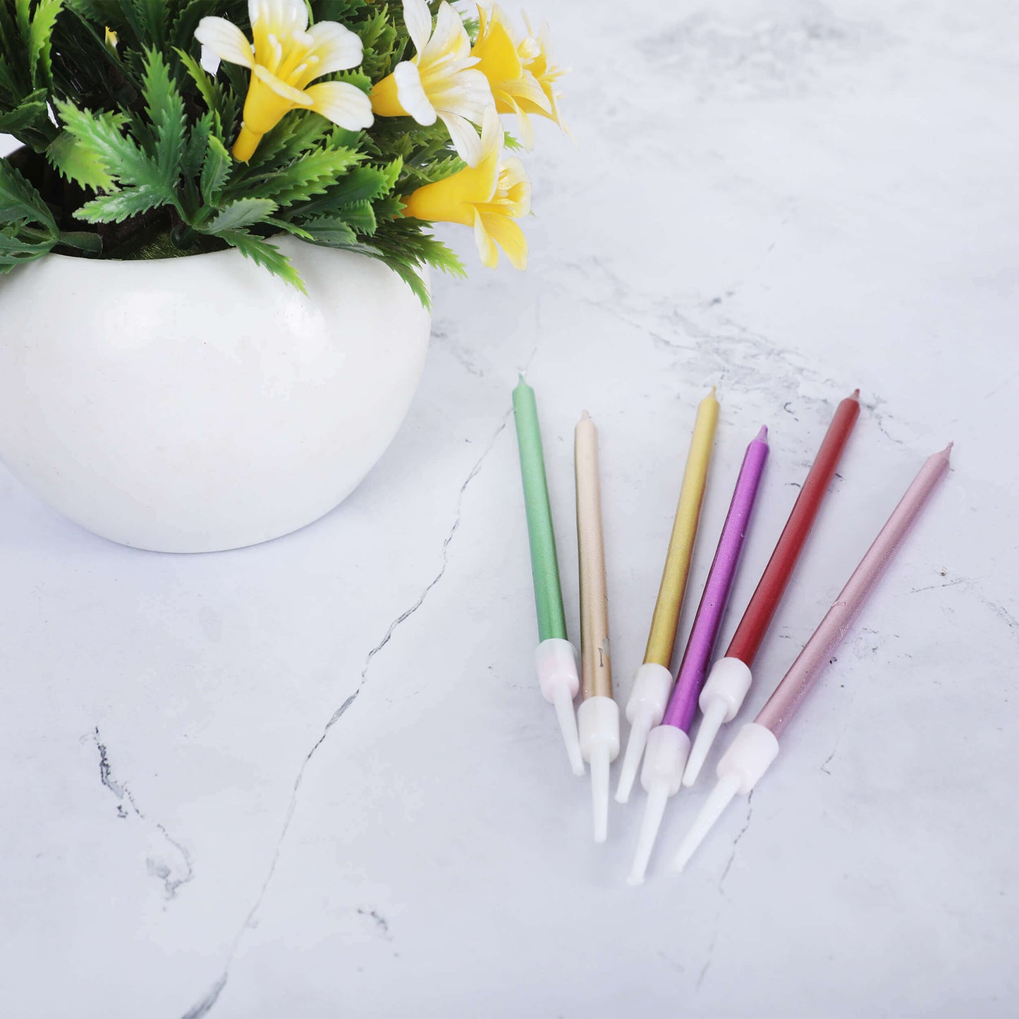 Multicolour Metalic Pencil Candle-6PC