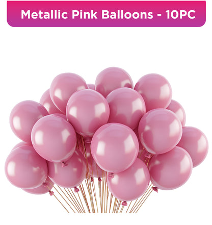 Metallic Light Pink Latex/Rubber Balloons - 12 inches - 10PC