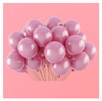 Metallic Light Pink Latex/Rubber Balloons - 12 inches - 10PC
