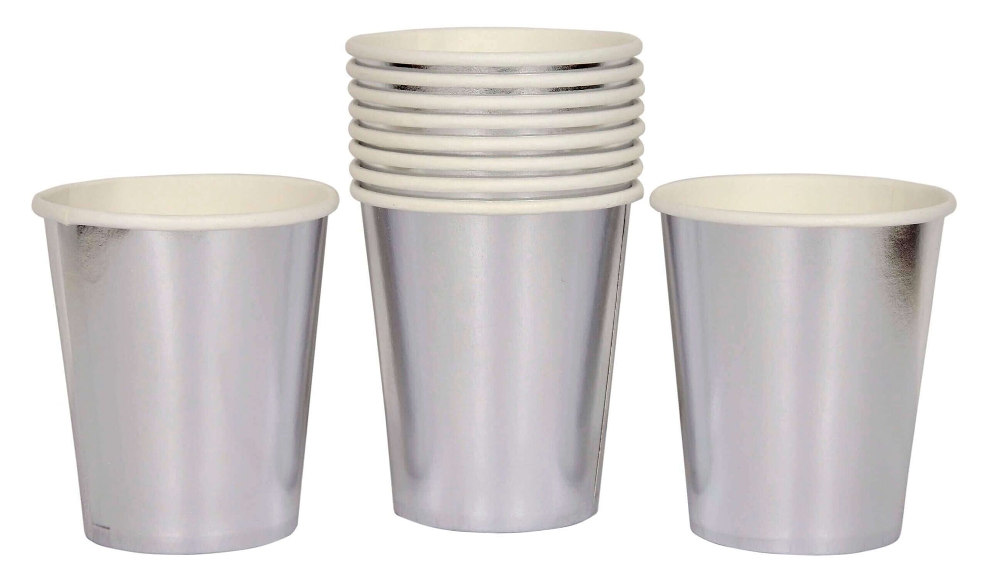 Metallic Silver Paper Cups - 10PC - 250ML