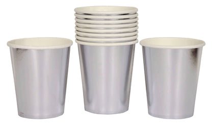 Metallic Silver Paper Cups - 10PC - 250ML