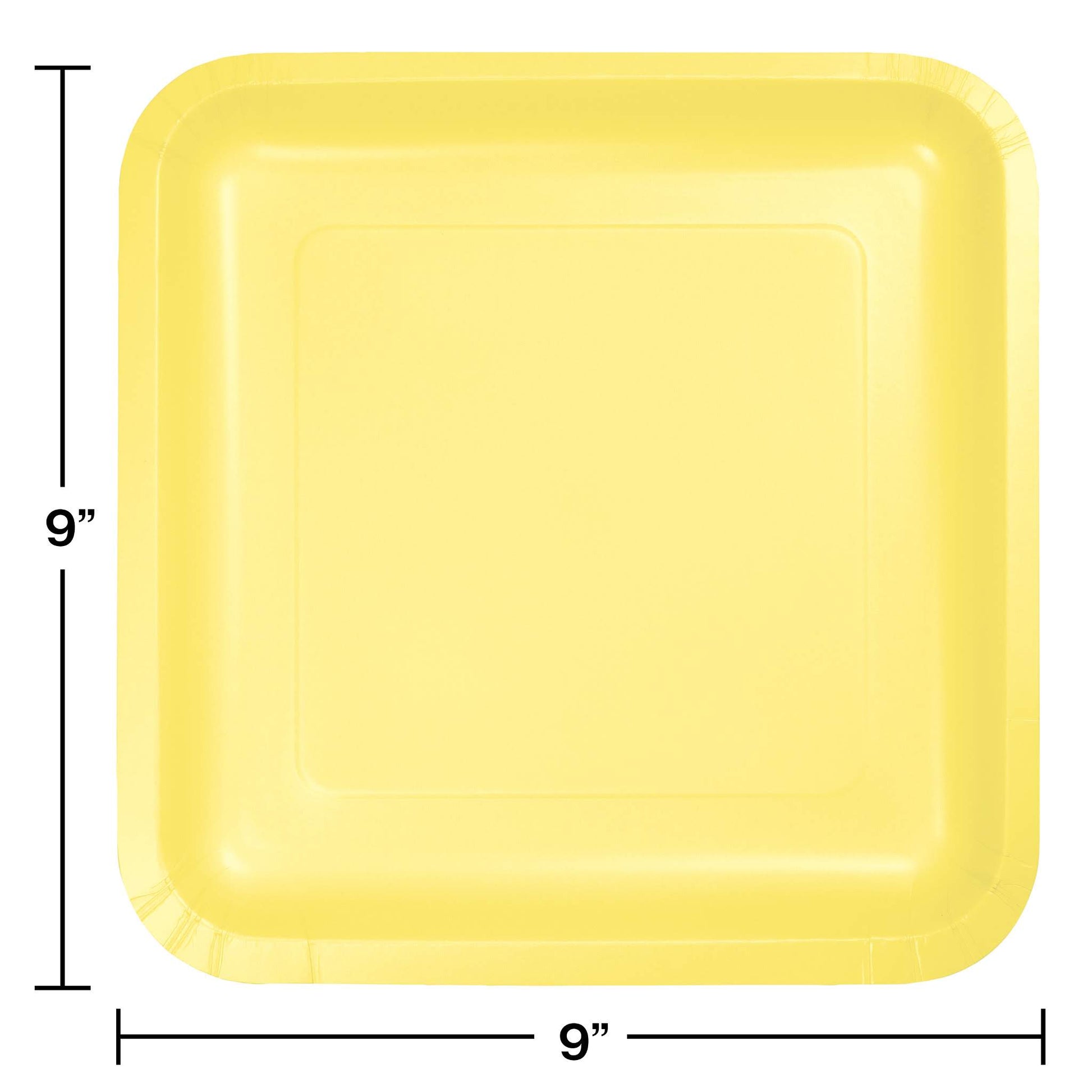 Mimosa Yellow Square Paper Plates 9" - 8PC