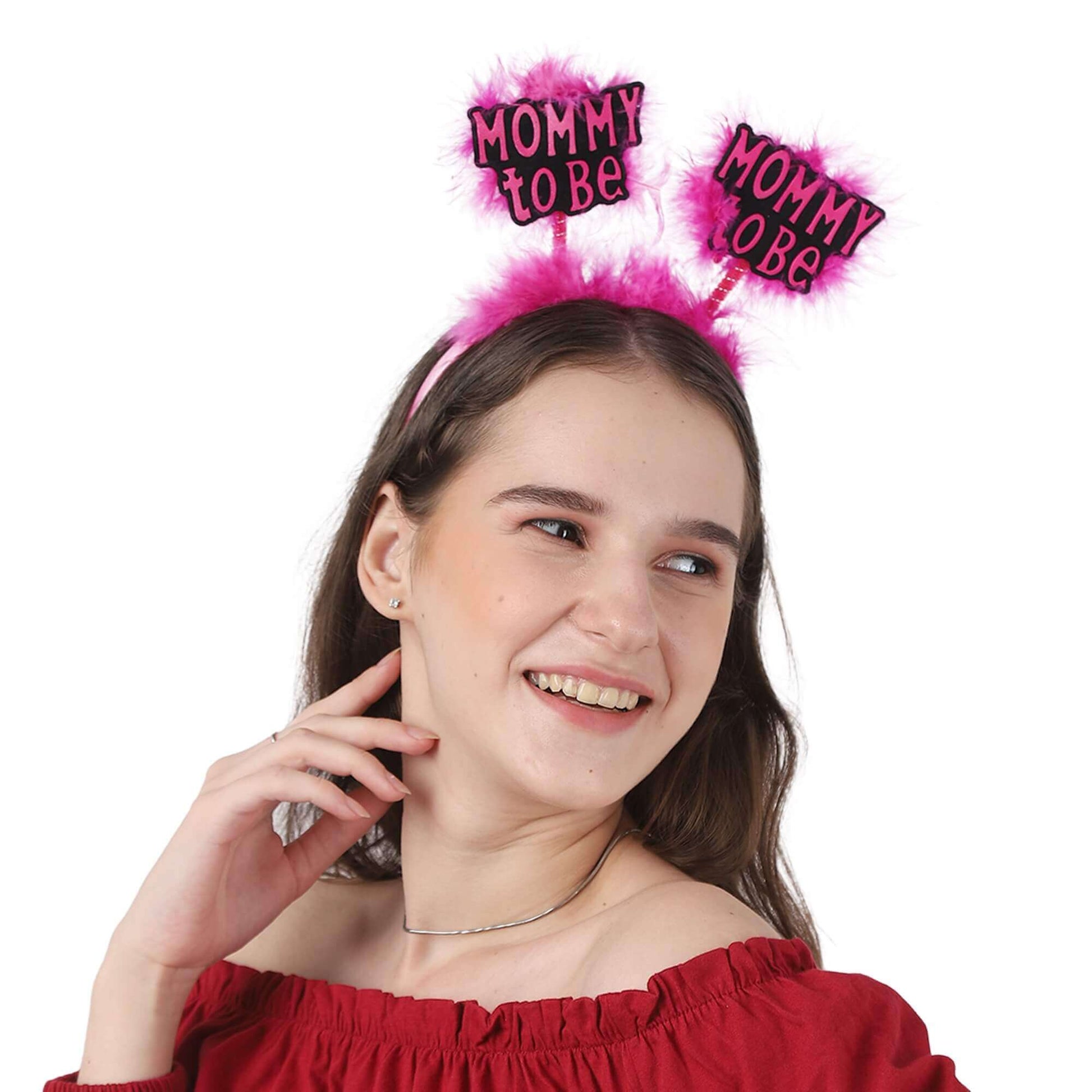 Wanna Party Mommy To Be Headband W/Marabou for Baby Shower Celebrating New Mom's Achievements