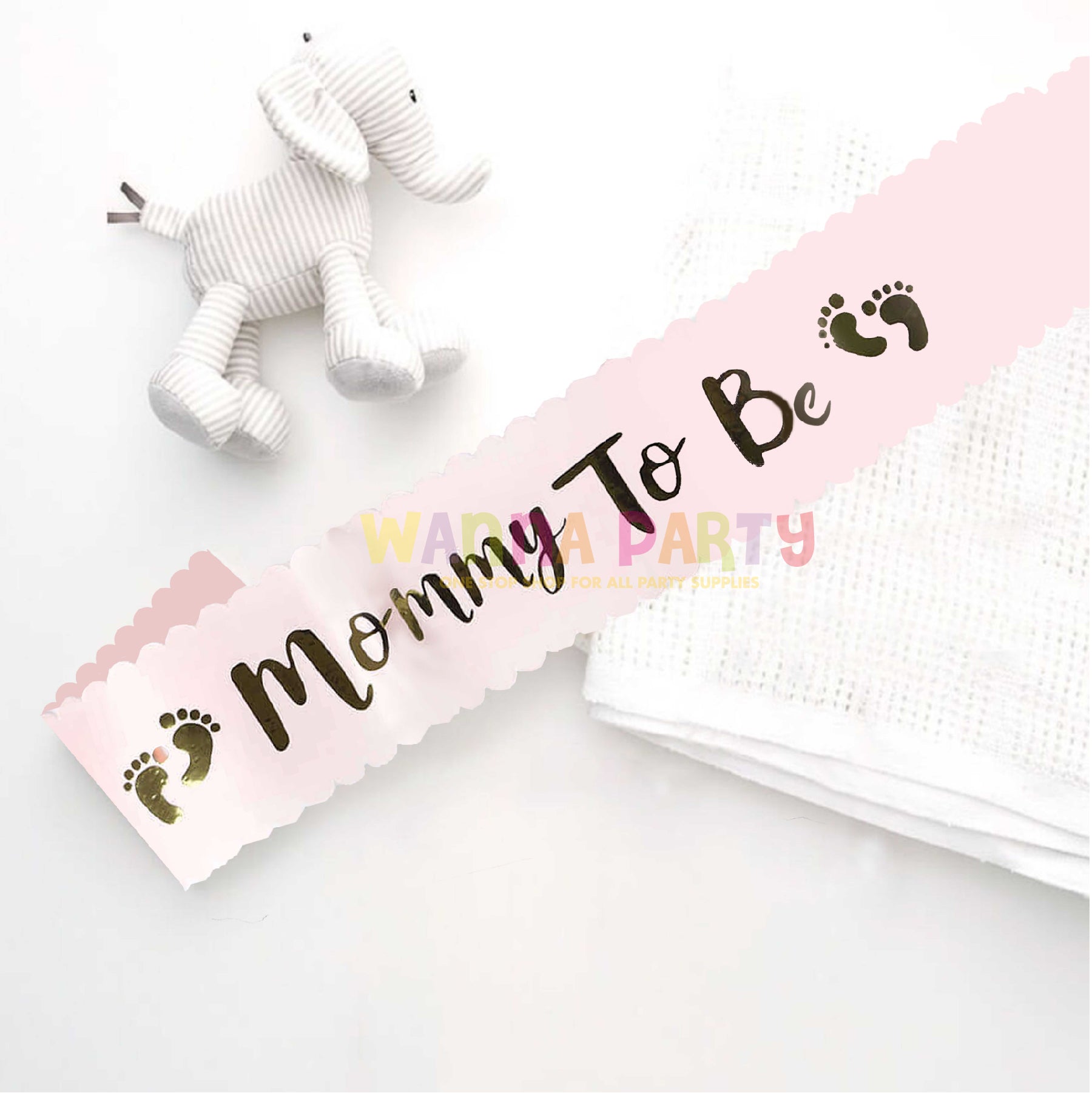 Mommy To Be Peach Sash w/Gold Foil Printing 84 inc