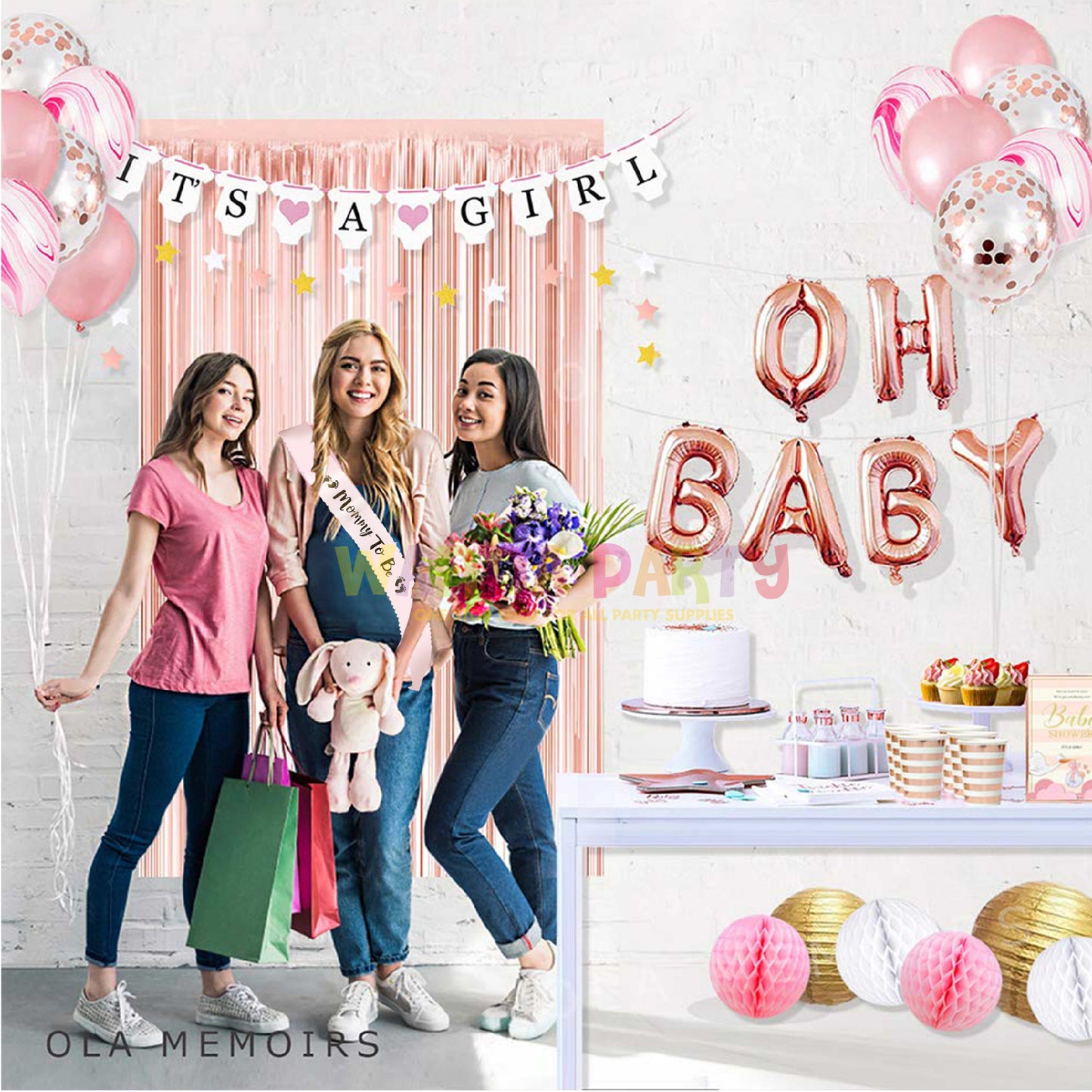 Mommy To Be Peach Sash w/Gold Foil Printing 84 inc