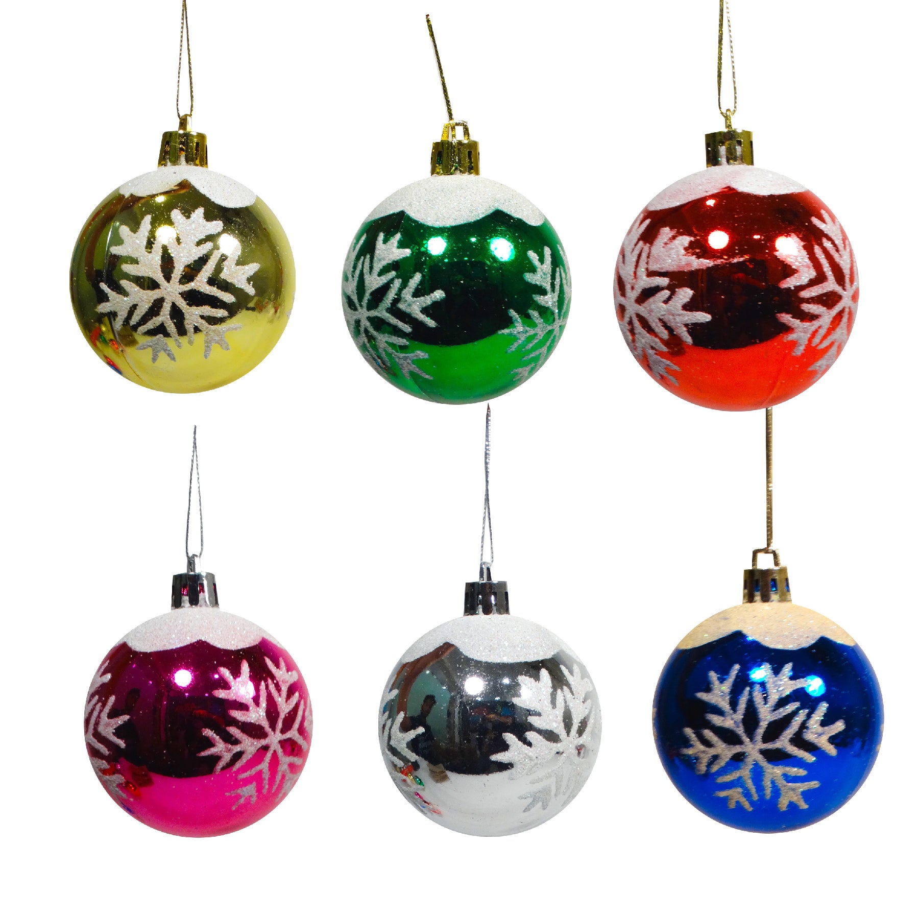 Multicolor Glitter Sonwflakes Tree Hanging - 6PC