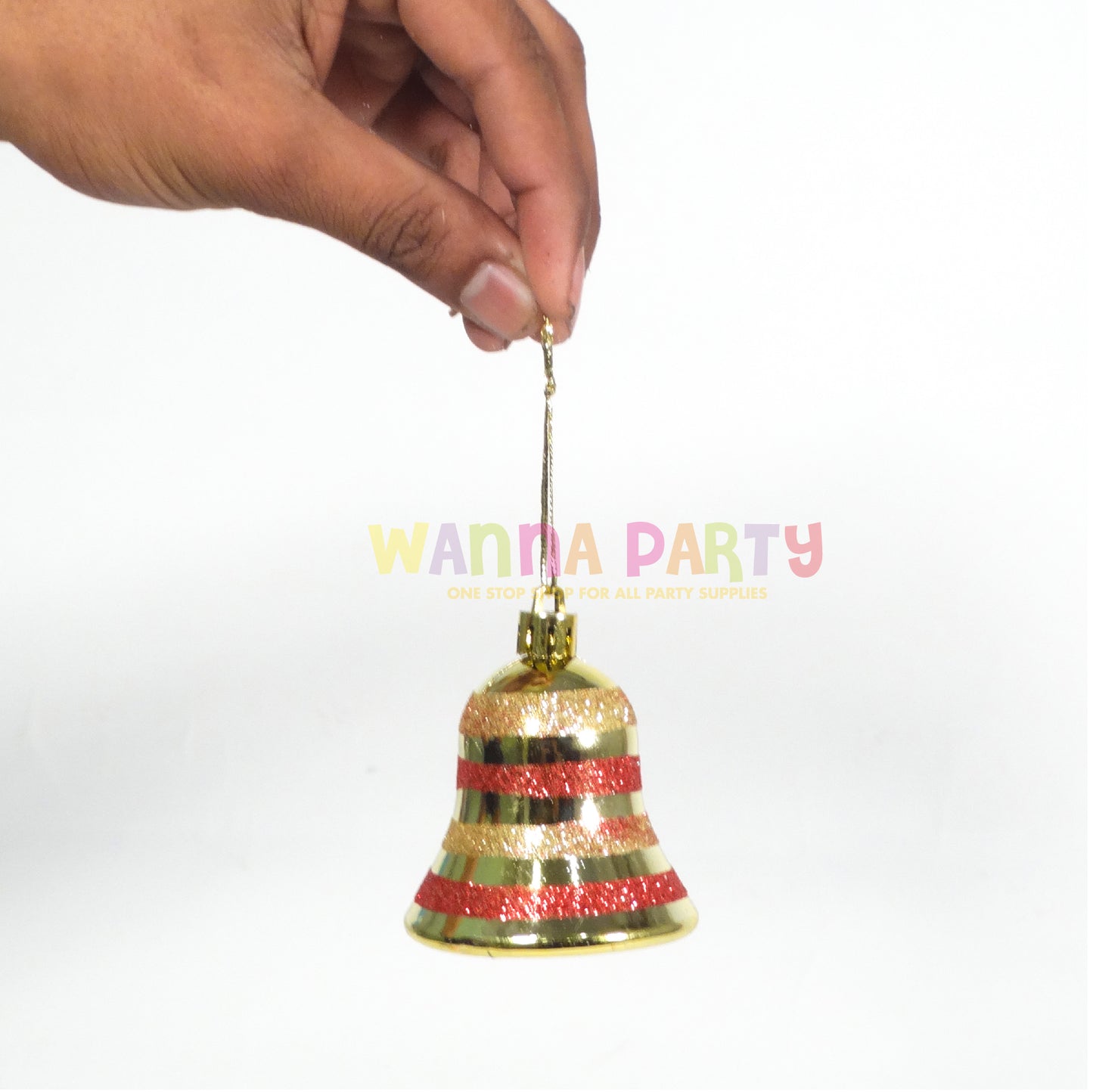 Multicolor Glitter Bells - 6 PC