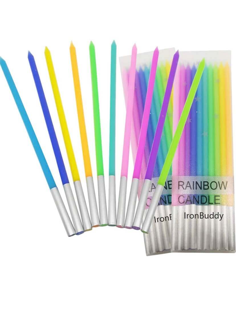 Multicolour Neon Pencil Candles - 10PC