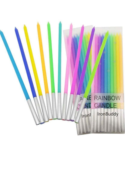 Multicolour Neon Pencil Candles - 10PC