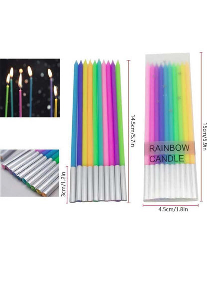 Multicolour Neon Pencil Candles - 10PC