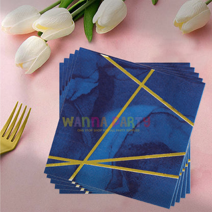 Navy &amp; Gold Paper Napkins - 16PC