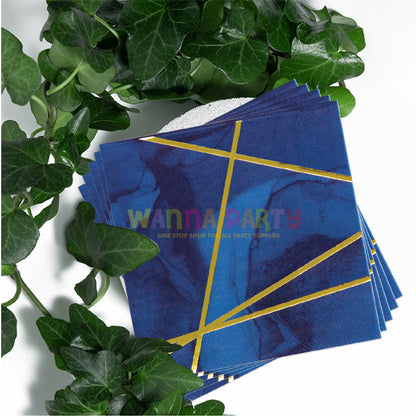 Navy &amp; Gold Paper Napkins - 16PC