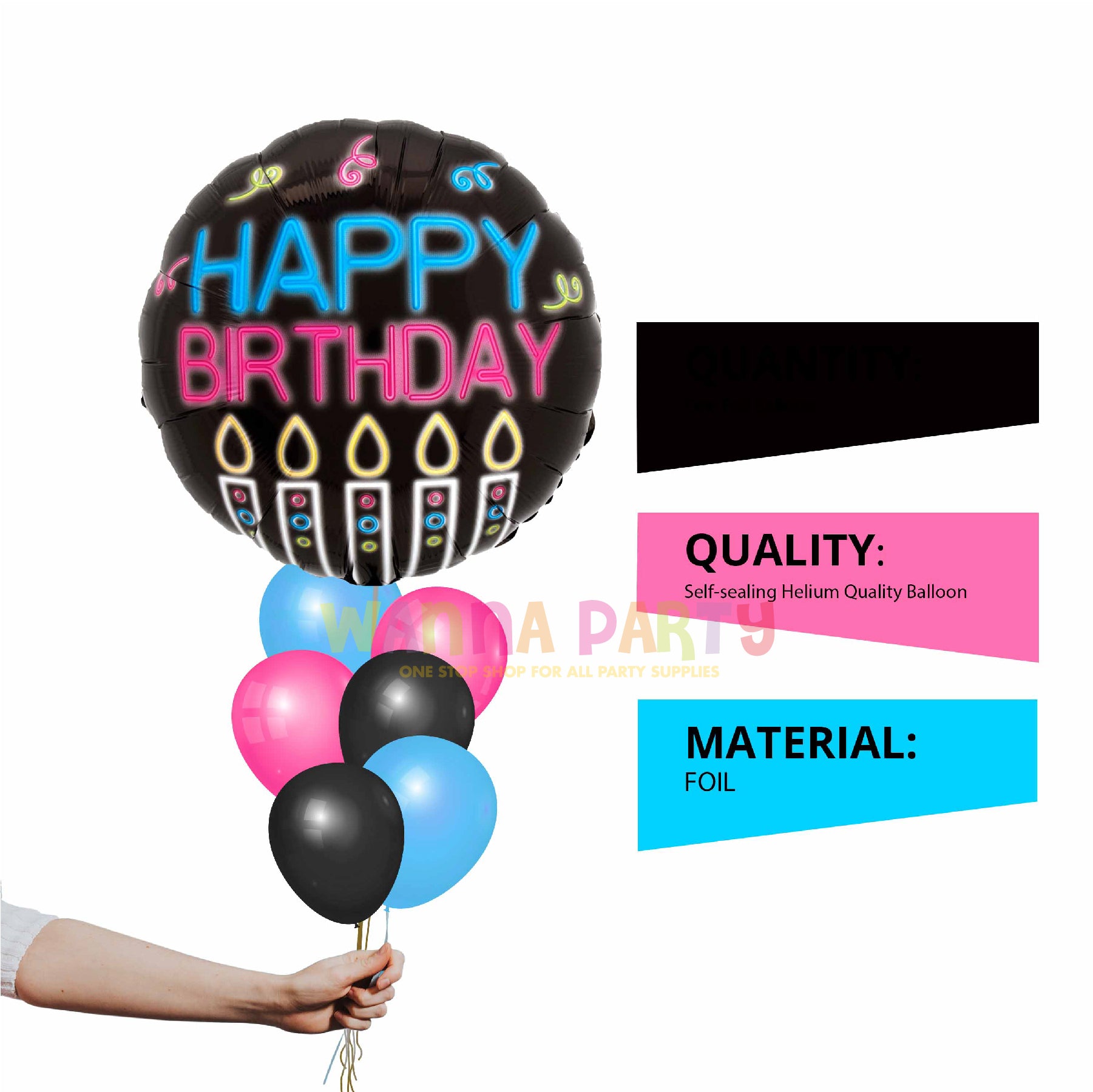 Neon Happy Birthday Balloon 18 Inch